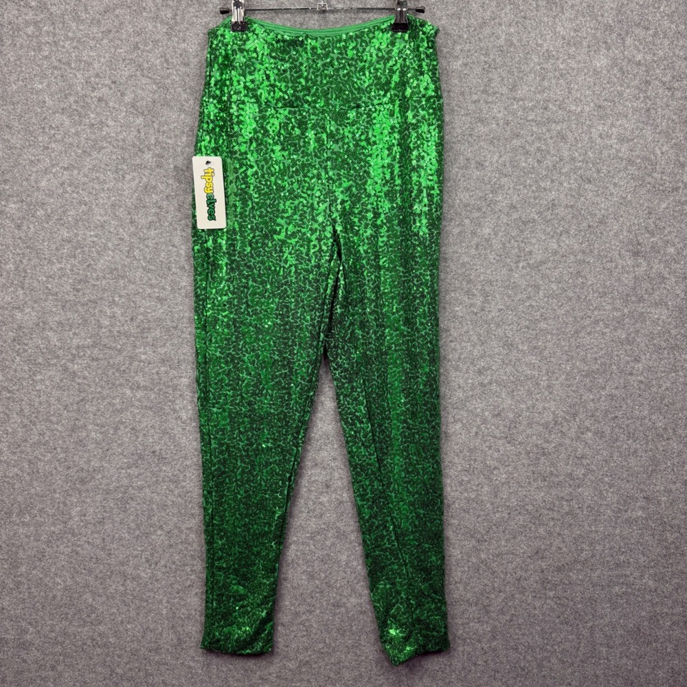 Tipsy Elves Green Sequin Leggings High Waisted Party Pants Women Size Medium NWT